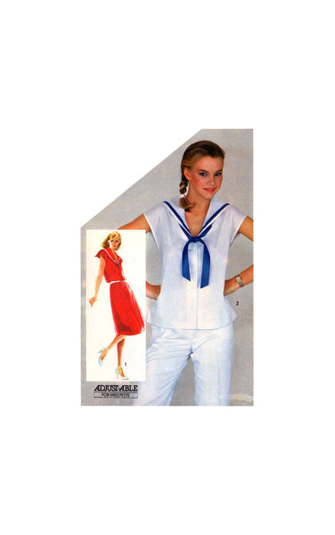 Simplicity 5482 Dress or Top with Sailor Collar, Uncut, Factory Folded Sewing Pattern Size 10