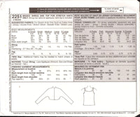 2251 McCall's Sewing Pattern Shrug Top Size 8-10 Uncut Factory Folded