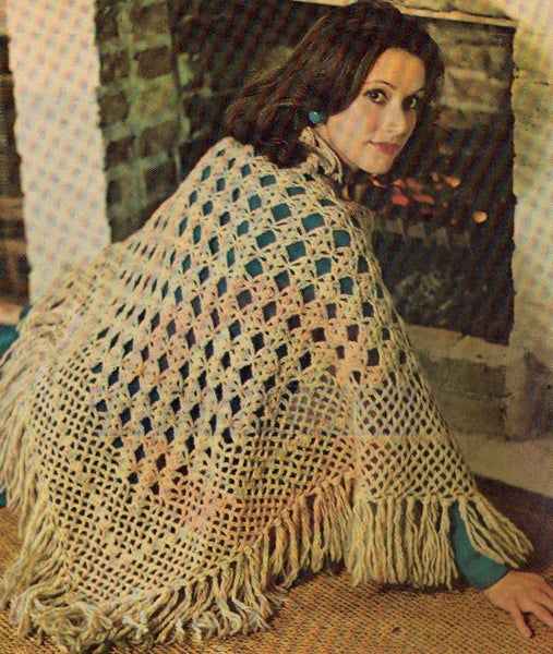 Vintage 70s Diamond Shawl Pattern Instant Download PDF 2 pages