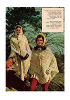 Two vintage 70s Crocheted/Knitted Cape Patterns Instant Download PDF 3 pages
