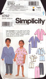 Simplicity 9762 Sewing Pattern Children's Robe Top Pants Or Shorts Size 3-8 Uncut Factory Folded