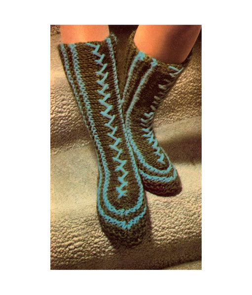 Vintage 70s Tube Slippers Pattern Instant Download PDF 1 page
