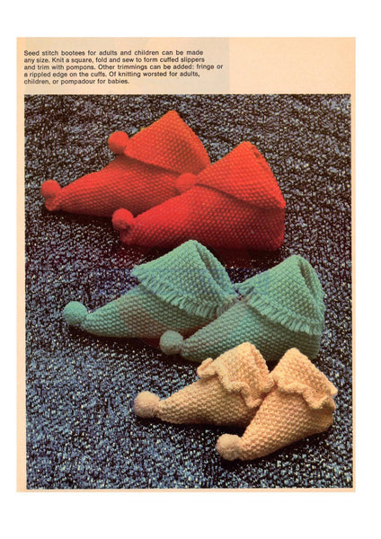 Vintage 70s Bed Slippers Pattern Instant Download PDF 2 pages