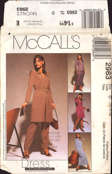 McCall's 2983 Sewing Pattern Top Dress Skirt Pants Size 14-16-18 Uncut Factory Folded