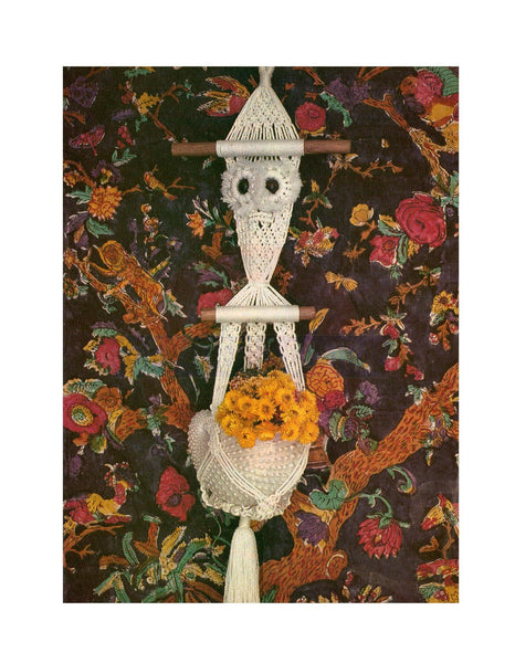 Vintage 70s Macrame Owl Planter Pattern Instant Download PDF 2 + 2 pages