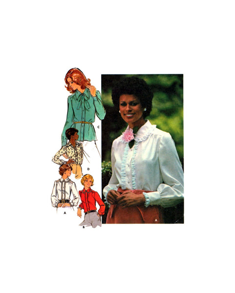 Butterick 4490 Long Sleeve Blouse with Shaped or Pointed Collar, Uncut, Factory Folded, Sewing Pattern Size 12
