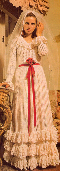 Crocheted Wedding Gown 1970s Instant Download PDF 2 pages