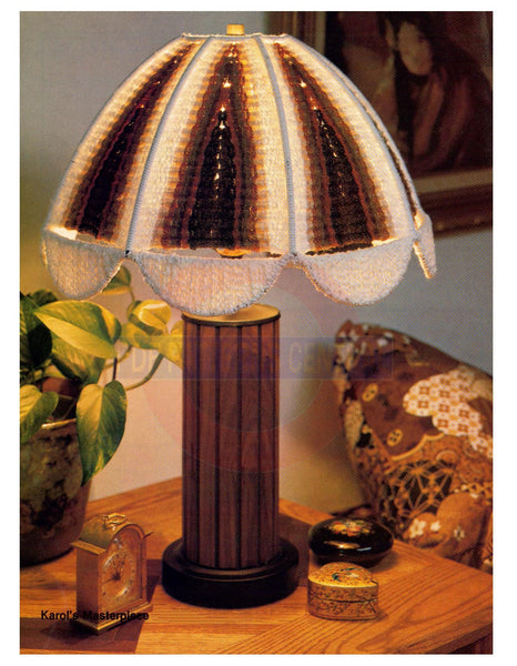 Vintage 70s Woven Macrame Lamp Shade "Karol's Masterpiece" Pattern Instant Download PDF 2 + 4 pages