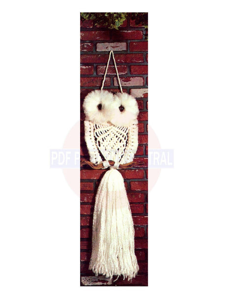 Vintage 70s Macrame Owl "Sophia" Pattern Instant Download PDF 3 pages plus 2 pages of information about knots