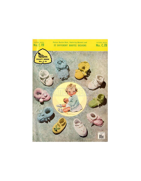 Patons Craft Book No. C.19 - Vintage 50s - Knitting/Crochet Patterns For Baby Bootees Instant Download PDF 28 pages