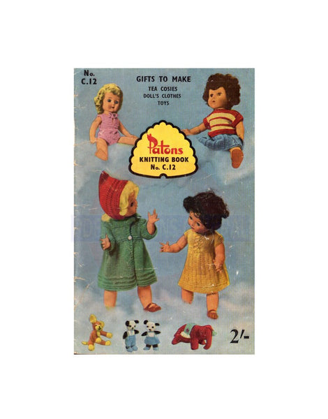 Patons Book No. C.12 - Vintage 50s - Knitting Patterns For Tea Cosies, Doll's Clothes and Toys Instant Download PDF 24 pages