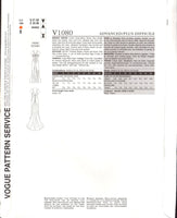 Vogue Designer Original 1080 by Bellville Sassoon: Evening Dress with Train, Uncut, Factory Folded Sewing Pattern Size 6-12 or 14-20