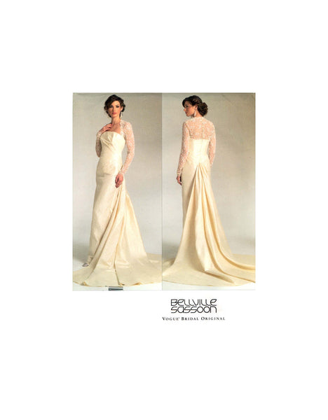 Vogue Bridal Original 2906 by Bellville Sassoon: Bridal Gown with Train, Uncut, Factory Folded Sewing Pattern Size 12-16 or 18-22