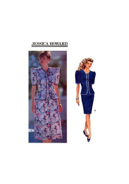 Butterick 5358 Jessica Howard Contrast Trim Top and Skirt in Two Styles, Uncut, Factory Folded Sewing Pattern Size 12-16
