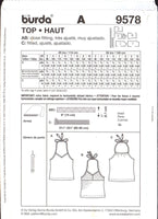 Burda 9578 Sewing Pattern Girls' Top Size 3-10 Uncut Factory Folded