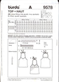 Burda 9578 Sewing Pattern Girls' Top Size 3-10 Uncut Factory Folded