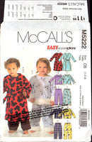 McCalls 5222 Sewing Pattern Children's Tops Pants Robe Belt Size 1-2-3 or Size 4-5-6, Uncut, Factory Folded