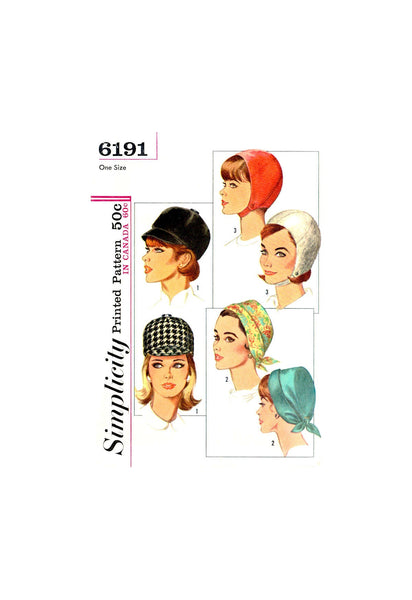 60s Jockey Hat, Lined Helmet and Soft Hat, One Size, Simplicity 6191, Vintage Sewing Pattern Reproduction