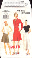 Vogue 9519 A-line Skirt with Front Pleat Variations in Two Lengths, Uncut, Factory Folded Sewing Pattern Size 14-18