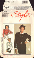 Style 1093 Set of Double Breasted Blouses with Collar or Neck Tie, Uncut, Factory Folded Sewing Pattern Size 16-20