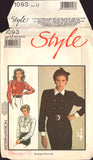 Style 1093 Set of Double Breasted Blouses with Collar or Neck Tie, Uncut, Factory Folded Sewing Pattern Size 16-20