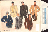 Vogue 1269 Men's Lined, Single or Double Breasted Jacket with Pocket Variations, Uncut, Factory Folded Sewing Pattern Size 44