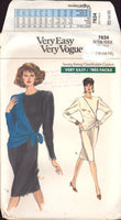Vogue 7634 Slightly Tapered Dress with Asymmetrical Overlay with Tie Ends, Uncut, Factory Folded Sewing Pattern Size 12-16