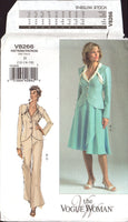 Vogue 8266 Fitted, Lined Jacket with Lapel Detail, Wrap Skirt and Pants, Uncut, Factory Folded Sewing Pattern Size 12-16 or 18-22