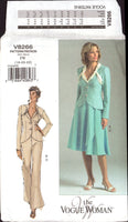 Vogue 8266 Fitted, Lined Jacket with Lapel Detail, Wrap Skirt and Pants, Uncut, Factory Folded Sewing Pattern Size 12-16 or 18-22