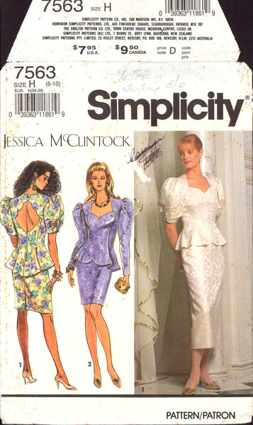 simplicity peplum dress pattern 1940s Vintage Simplicity Sewing Pattern 2357 Misses Peplum Dress 29 B Vintage4me2