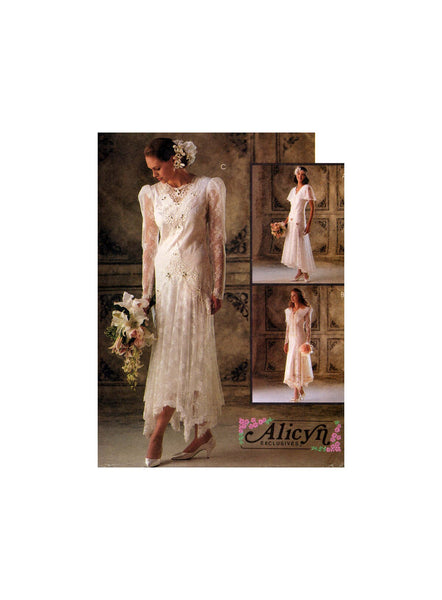 McCall's 6948 Bridal Gowns and Bridesmaid Lace Dresses with Hemline Variations, Uncut, Factory Folded Sewing Pattern Size 10 or 16