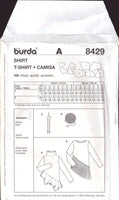 Burda 8429 Asymmetrical Top with Fringe Trim or Self Ruffle, Uncut, Factory Folded, Sewing Pattern Multi Plus Size 10-22