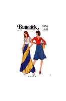 70s Bias Swirl Skirt in Two Lengths and Top, Butterick 3555, Bust 32.5 Waist 25 or Bust 34 Waist 36, Vintage Sewing Pattern Reproduction