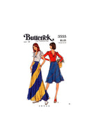 70s Bias Swirl Skirt in Two Lengths and Top, Butterick 3555, Size 12 Bust 34 Waist 36, Vintage Sewing Pattern Reproduction