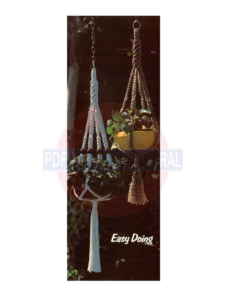 Vintage 70s "Easy Doing" Macrame Plant Hanger Pattern Instant Download PDF 1.5 + 2 pages