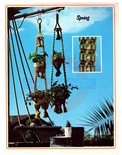 Vintage 70s "Spring" Macrame Plant Hanger Pattern Instant Download PDF 2 + 2 pages