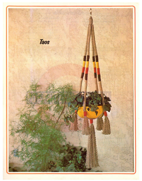 Vintage 70s "Taos" Macrame Plant Hanger Pattern Instant Download PDF 2 + 2 pages
