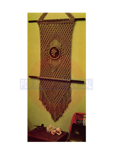 Vintage 70s "Grape" Wall Hanging Pattern Instant Download PDF 2.5 pages plus 5 pages with extra information about knots
