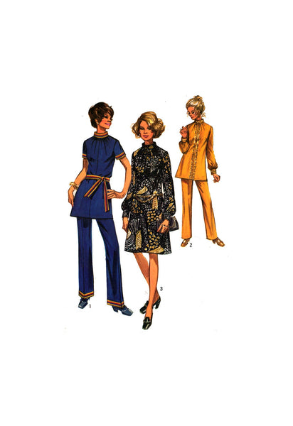 Simplicity 9085 Mod Dress or Tunic and Pants, Uncut, Factory Folded, Sewing Pattern Size 16 Bust 38