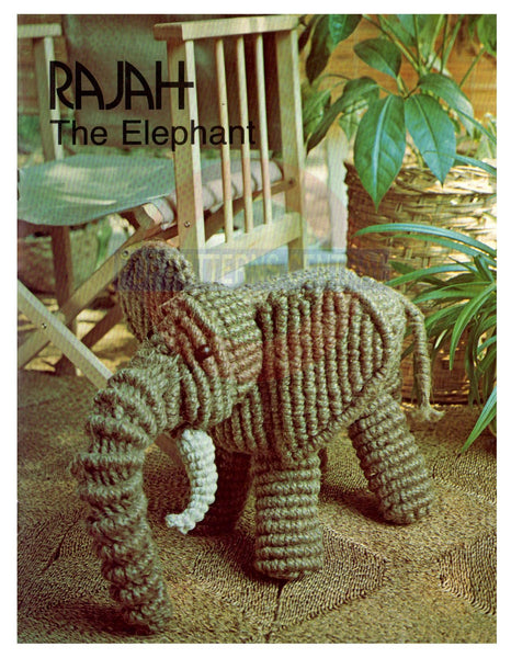 Vintage 70s Macrame Rajah The Elephant Pattern Instant Download PDF 4+2 pages