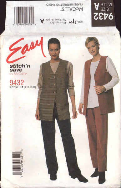 Stitch 'n Save 9432 Sewing Pattern Vest Top Pants Size 8-14 Uncut Factory Folded