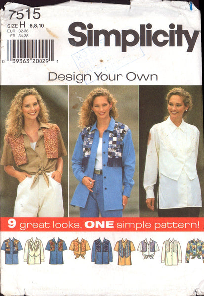 Simplicity 7515 Sewing Pattern Blouse Size 6-10 Uncut Factory Folded