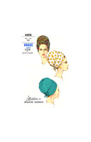 60s Turban Hat by Halston of Bergdorf Goodman, Head Size 22, Vogue 6606, Vintage Sewing Pattern Reproduction