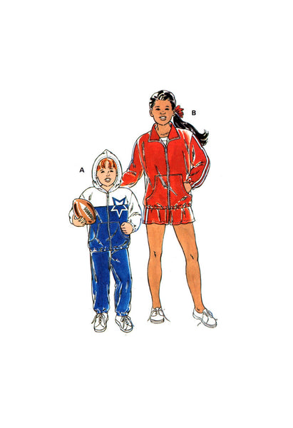 Kwik Sew 2474 Childrens' Windsuits: Hooded Jacket, Pants and Shorts, Uncut, Factory Folded Sewing Pattern Multi Size 4-7