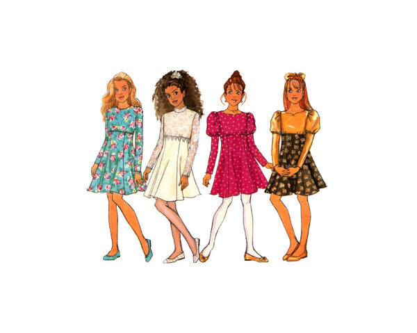 Butterick 3774 Girls' Empire Line Dress with Neckline Variations and F Patterns Central Butterick 3774 Girls' Empire Line Dress with Neckline Variations and F Patterns Central