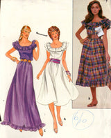 Butterick 4338 Summer Dress with Ruffled Neckline and Skirt in Two Lengths, Uncut, Factory Folded Sewing Pattern Size 6-10