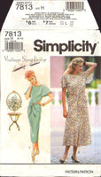 Simplicity 7813 Flutter Sleeve Dress with Slim or Flared Skirt and Center Self Wrap Tie, Uncut, Factory Folded Sewing Pattern Size 6-10