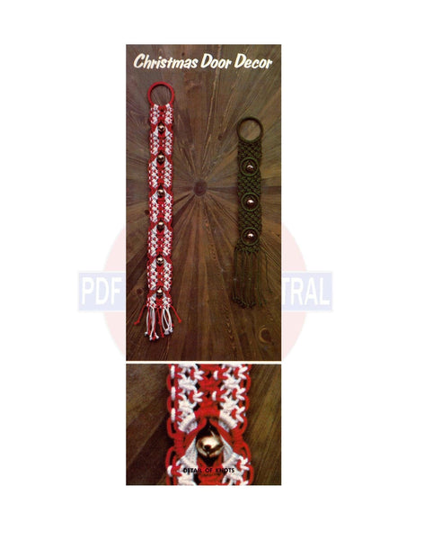 Vintage 70s Macrame Christmas Door Decoration Pattern Instant Download PDF 2 pages plus 2 pages of extra information