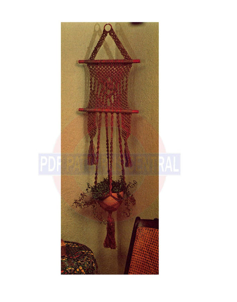 Vintage 70s Macrame "Picture Hanging Pot" Pattern Instant Download PDF 2 pages plus 5 pages with extra information about knots