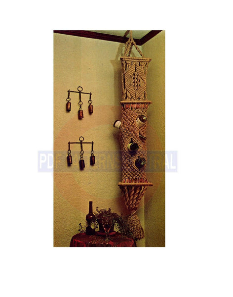 Vintage 70s Macrame Wine Rack Pattern Instant Download PDF 3 pages plus 5 pages with extra information about knots